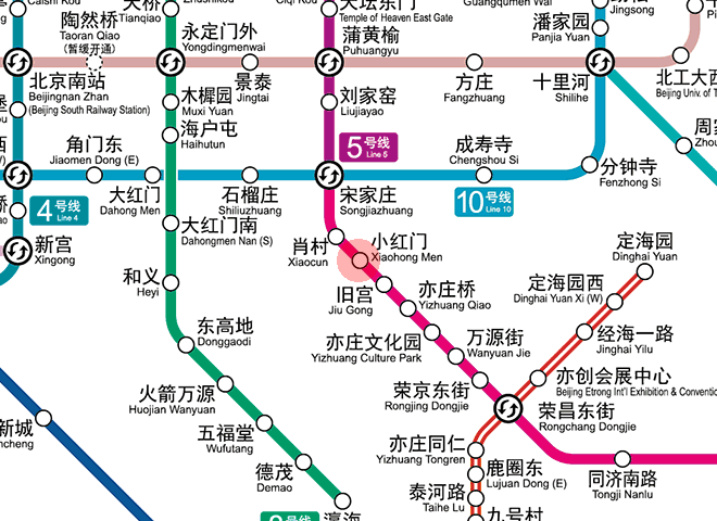 Xiaohongmen station map