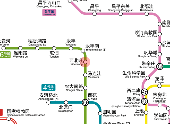 Xibeiwang station map