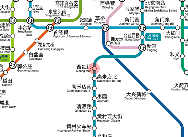 Xihongmen station map