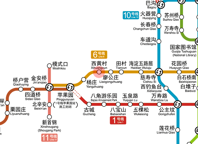 Xihuangcun station map