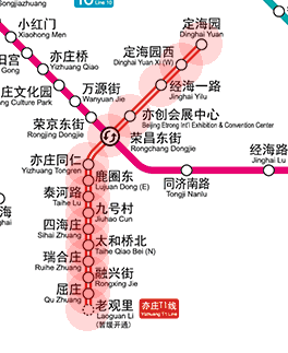 Beijing subway Yizhuang T1 Line map