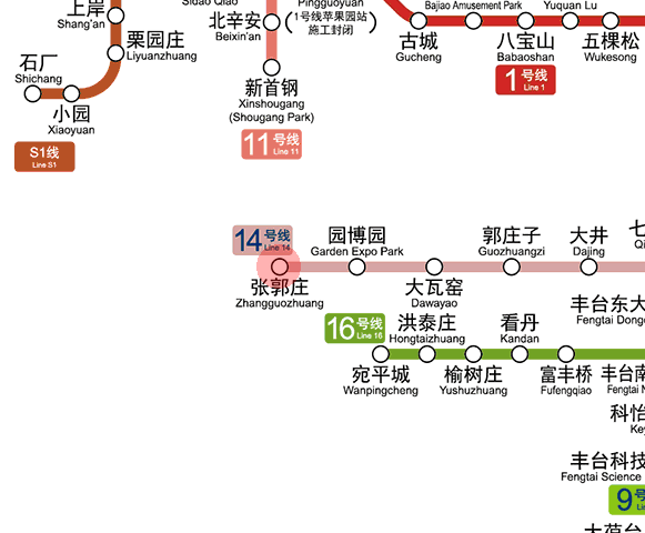 Zhangguozhuang station map