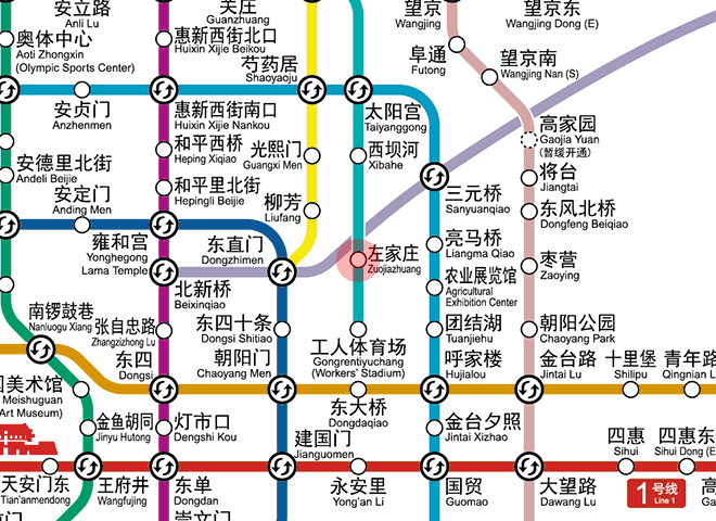 Zuojiazhuang station map