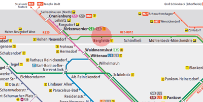 Bergfelde station map