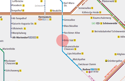 Britz-Sud station map