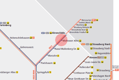 Mehrower Allee station map