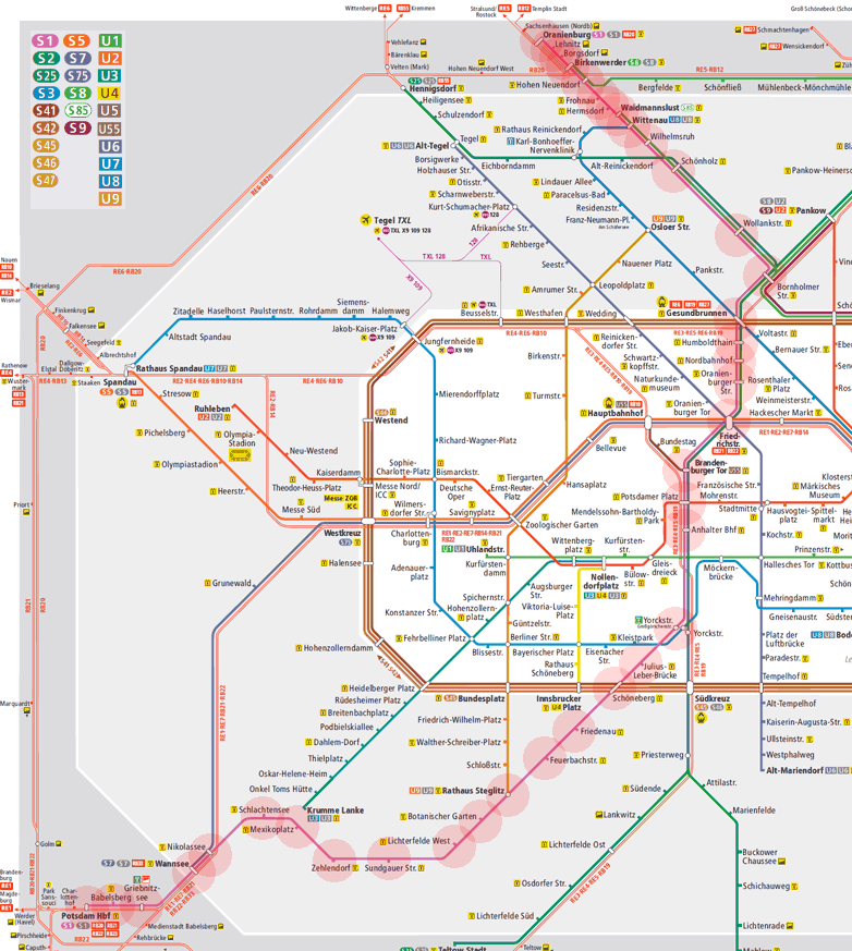 Berlin S-Bahn U-Bahn S1 map