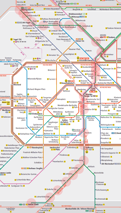 Berlin S-Bahn U-Bahn S25 map