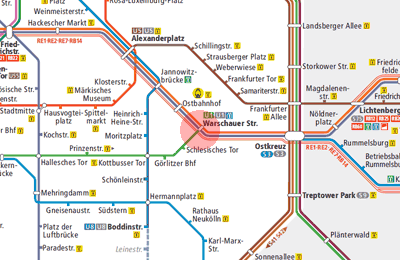 Warschauer Strasse station map