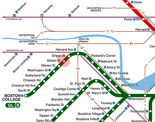 Allston Street station map