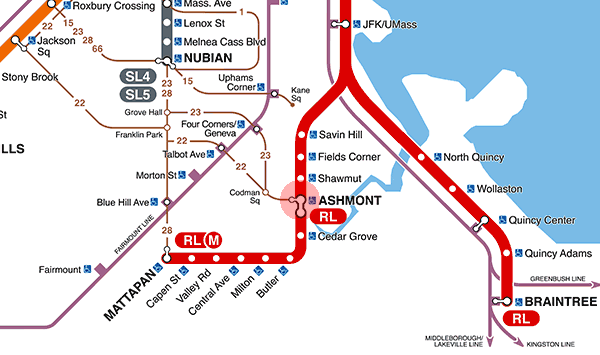 Ashmont station map
