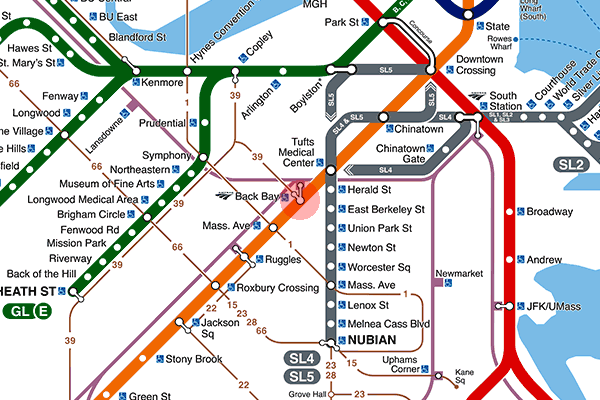 Back Bay station map