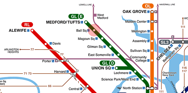 Ball Square station map