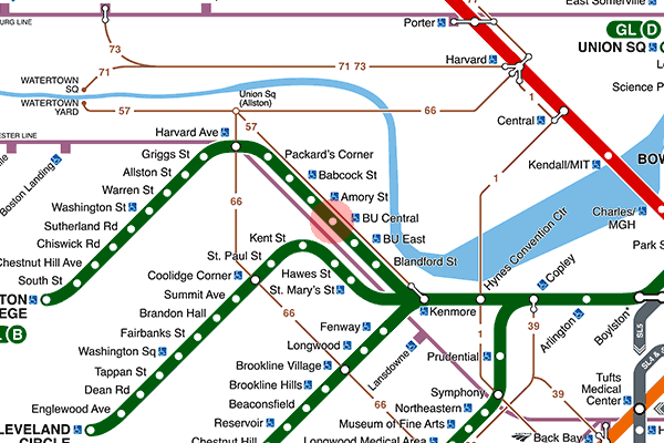 Boston University Central station map