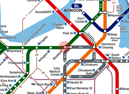 Boylston station map