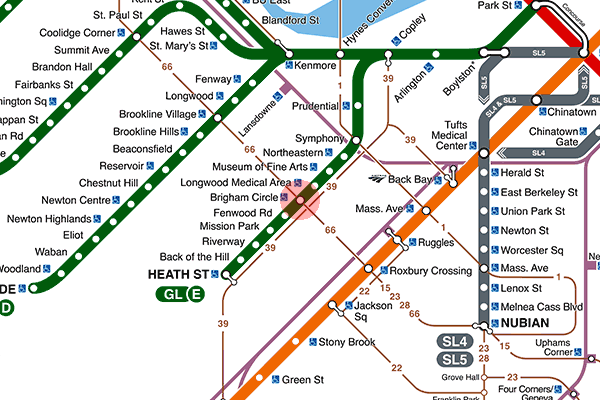 Brigham Circle station map