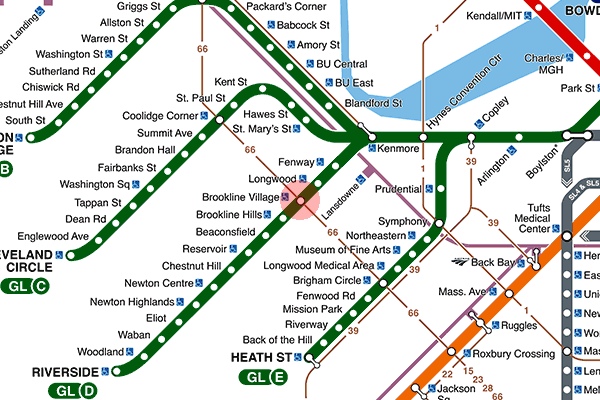 Brookline Village station map