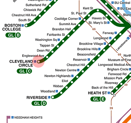 Cleveland Circle station map