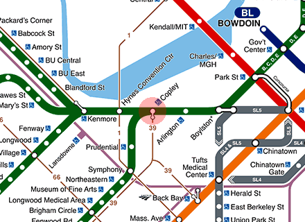 Copley station map