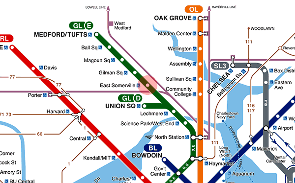 East Somerville station map