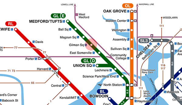 Gilman Square station map