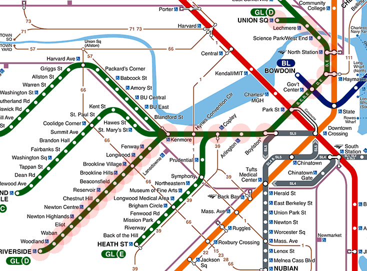 Boston subway Green Line D Branch map