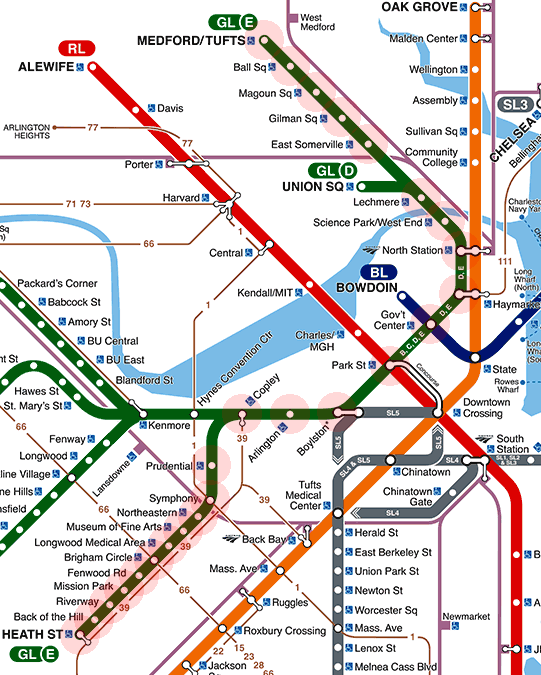 Boston subway Green Line E Branch map