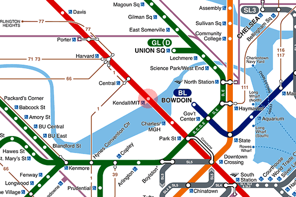 Kendall/MIT station map