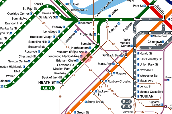 Longwood Medical Area station map