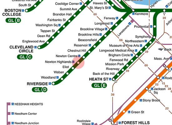 Newton Highlands station map