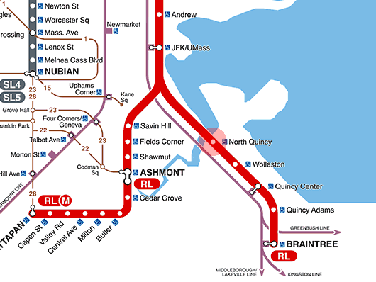 North Quincy station map