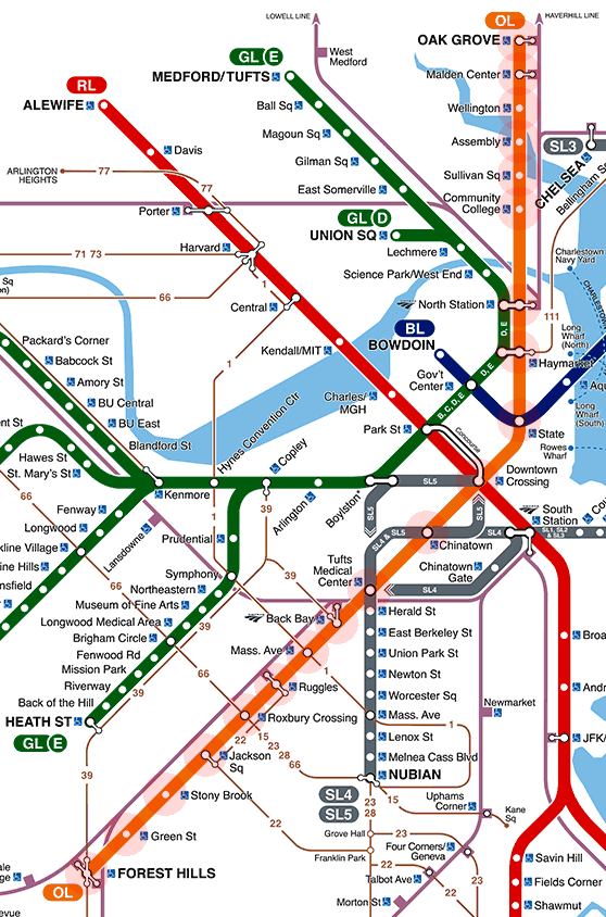 Boston subway Orange Line map