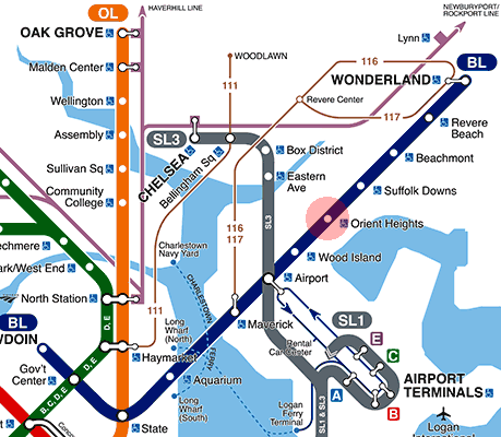 Orient Heights station map