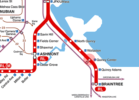 Quincy Center station map