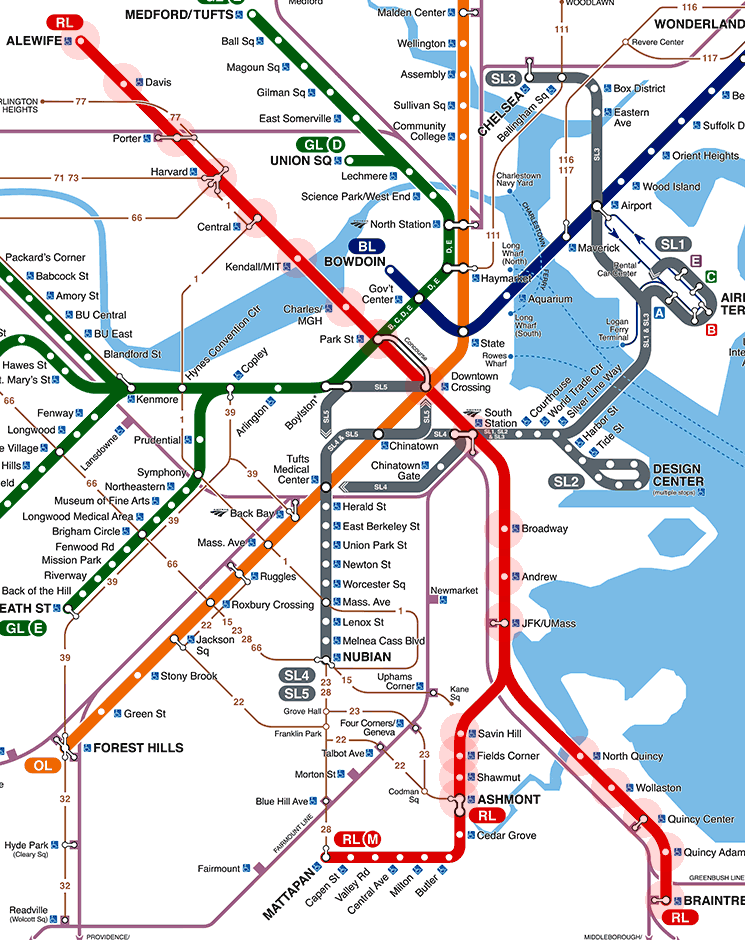 Red Line T Map Red Line Map - Boston Subway