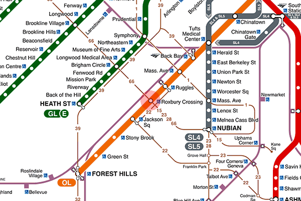 Roxbury Crossing station map