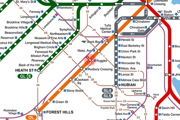 Ruggles station map