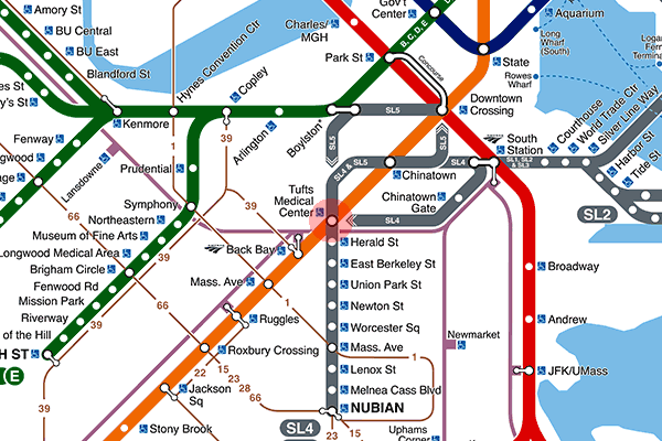 Tufts Medical Center station map