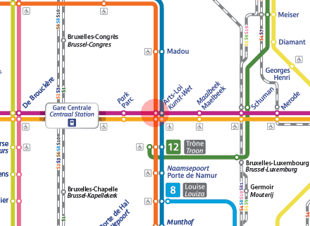 Arts-Loi/Kunst-Wet station map