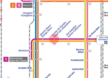 Comte de Flandre/Graaf van Vlaanderen station map