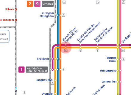 Etangs Noirs/Zwarte Vijvers station map