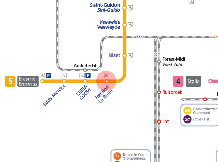 La Roue/Het Rad station map