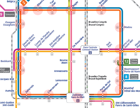 Brussels Metro Line 2 map
