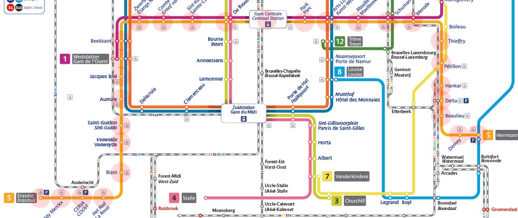 Brussels Metro Line 5 map