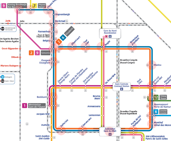 Brussels Metro Line 6 map