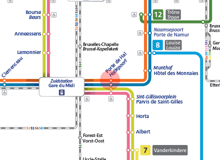 Porte de Hal/Hallepoort station map