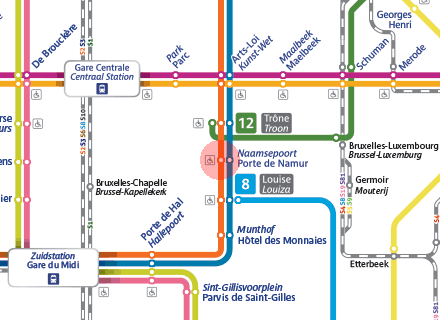 Porte de Namur/Naamsepoort station map