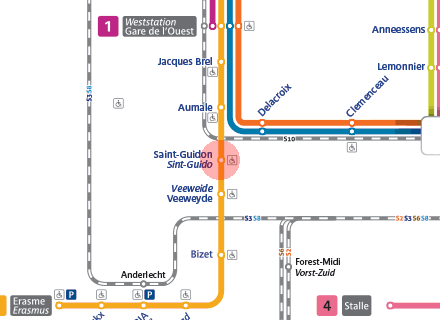 Saint-Guidon/Sint-Guido station map