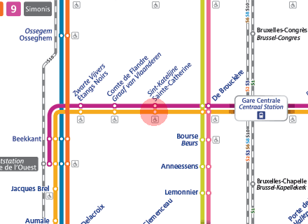 Sainte-Catherine/Sint-Katelijne station map