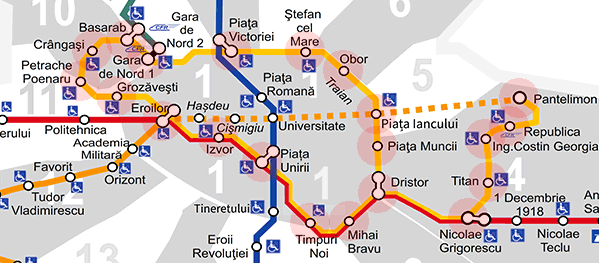 Bucharest Metro Line M1 map